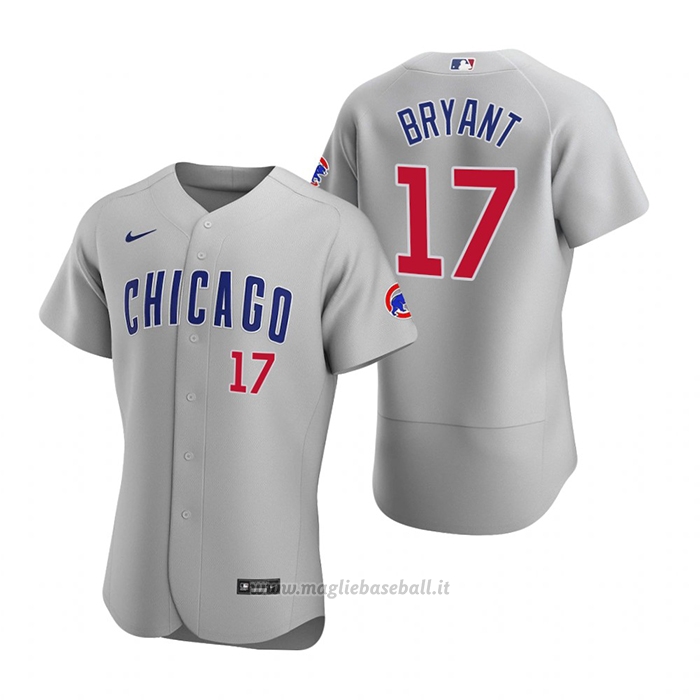 Maglia Baseball Uomo Chicago Cubs Kris Bryant Autentico 2020 Road Grigio